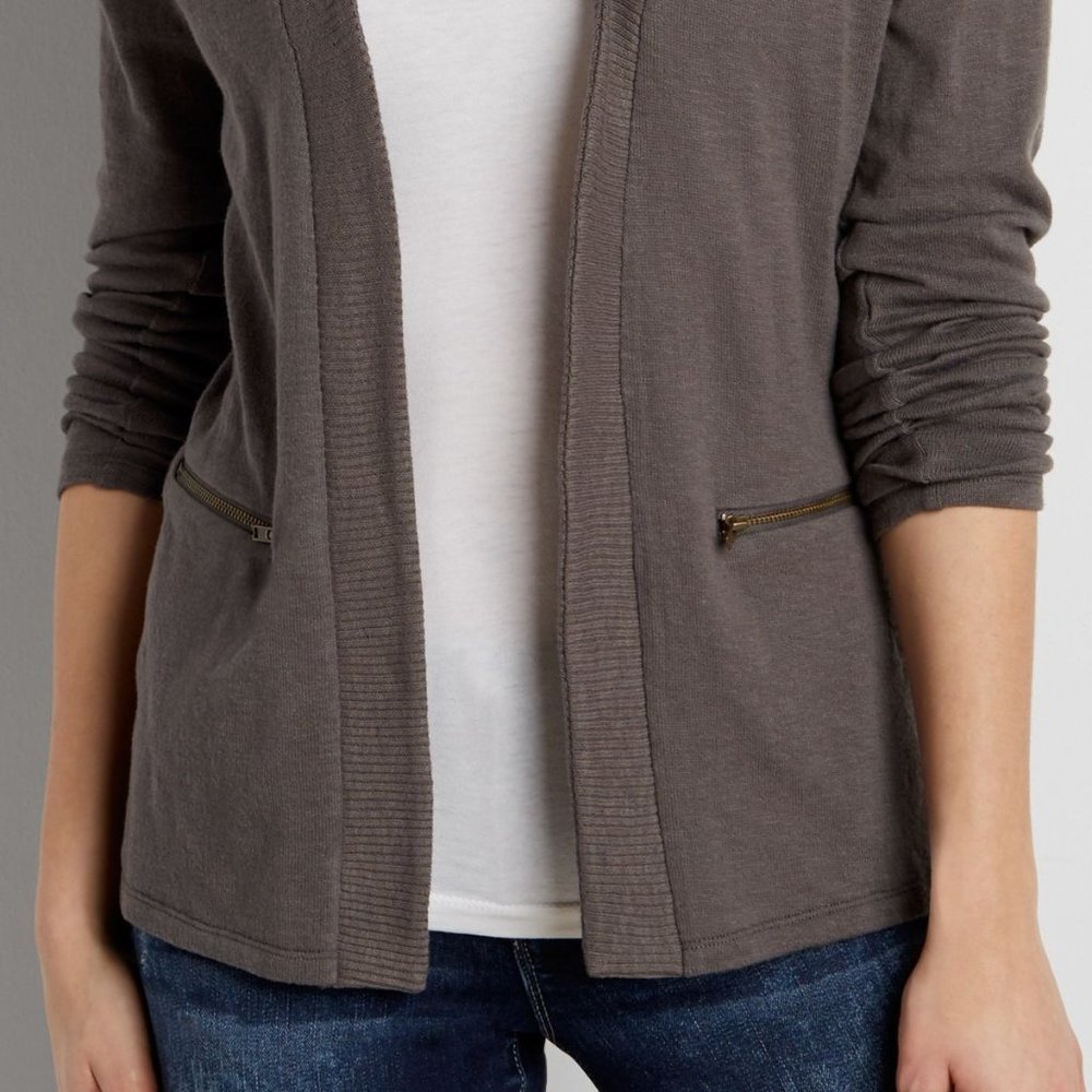 SOLD Maurices Gray Open Front Cardigan Sweater M - Picture 4 of 4